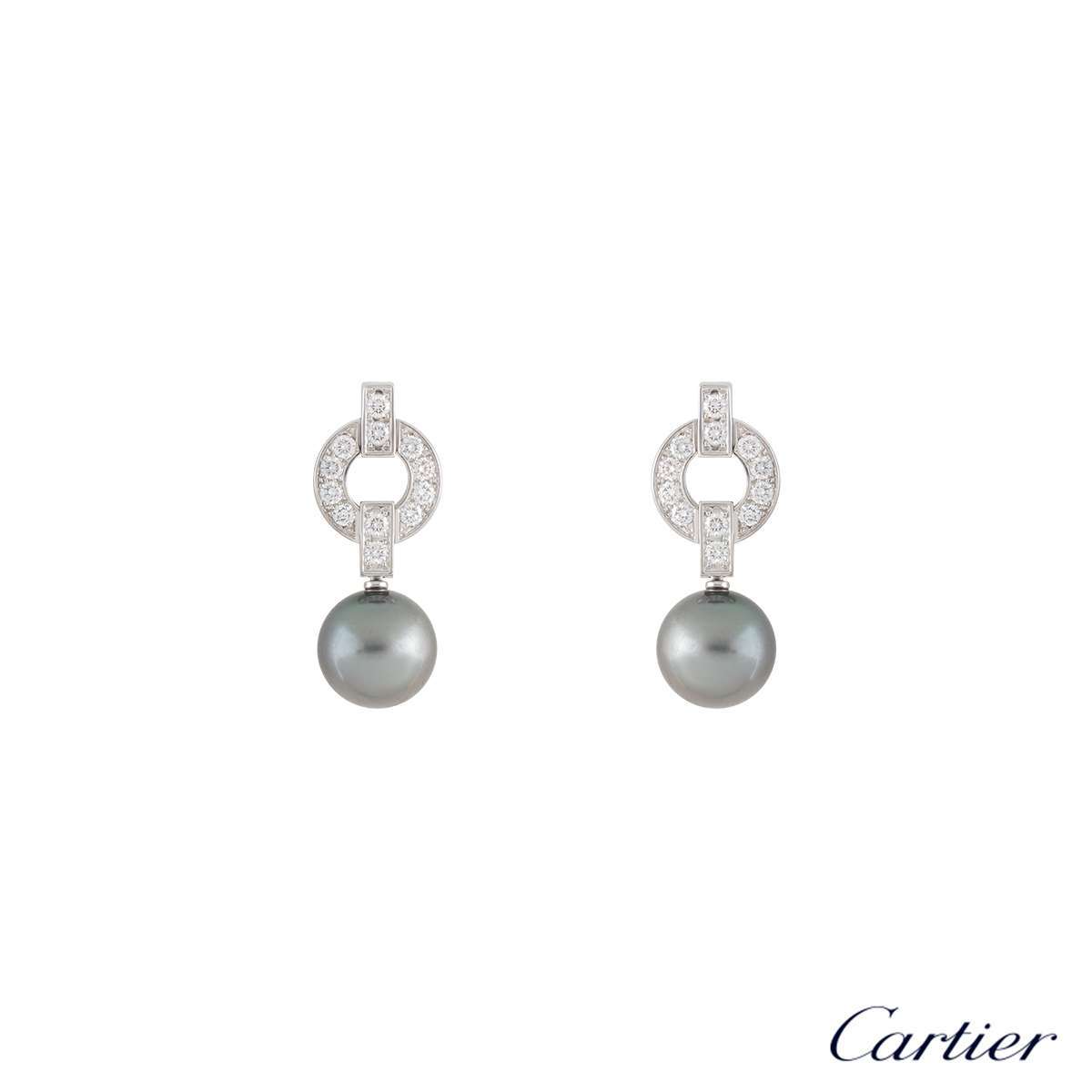 cartier diamond and pearl earrings